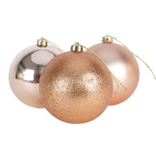Christmas Concepts 3-150mm (6") Extra Large Baubles - Shiny, Matte & Glitter Design - Christmas Decorations (Rose Gold)