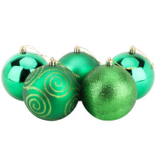 Christmas Concepts Pack of 5-100mm (4") Large Baubles - Shiny, Matte & Glitter Design - Christmas Decorations (Emerald Green)