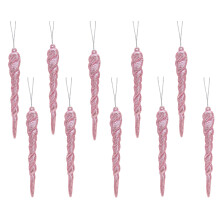 Christmas Concepts 12cm Glitter Icicle Decorations Christmas Tree Trims (BABY PINK, 10)