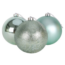 Christmas Concepts 3-150mm (6") Extra Large Baubles - Shiny, Matte & Glitter Design - Christmas Decorations (Mint Green)
