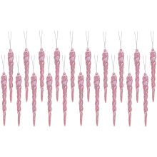 Christmas Concepts 120mm (4.8") Glitter Icicle Decorations Christmas Tree Trims (BABY PINK, 20)