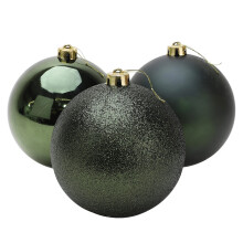 Christmas Concepts 3-150mm (6") Extra Large Baubles - Shiny, Matte & Glitter Design - Christmas Decorations (Forrest Green)