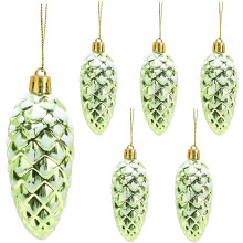 Christmas Concepts Pack of 6-90mm Shiny & Glitter Decorated Pine Cone Baubles - Christmas Tree Decorations (Lime Green)