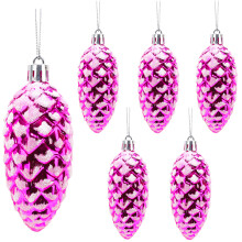 Christmas Concepts Pack of 6-90mm Shiny & Glitter Decorated Pine Cone Baubles - Christmas Tree Decorations (Hot Pink)