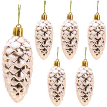 Christmas Concepts Pack of 6-90mm Shiny & Glitter Decorated Pine Cone Baubles - Christmas Tree Decorations (Rose Gold)
