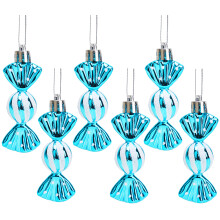 Christmas Concepts Pack of 6-80mm (3.2") Mini Sweet Shaped Baubles - Shiny & Glitter Decorated - Christmas Tree Decorations (Turquoise)