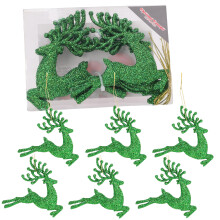 Christmas Concepts- 100mm (4") Pack Of 6 Glittery Reindeer Baubles - Christmas Tree Decorations (Emerald)