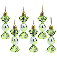 Christmas Concepts Pack of 6-80mm (3.2") Mini Sweet Shaped Baubles - Shiny & Glitter Decorated - Christmas Tree Decorations (Lime Green)
