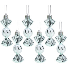 Christmas Concepts Pack of 6-80mm (3.2") Mini Sweet Shaped Baubles - Shiny & Glitter Decorated - Christmas Tree Decorations (Mint Green)