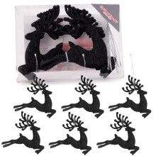 Christmas Concepts- 100mm (4") Pack Of 6 Glittery Reindeer Baubles - Christmas Tree Decorations (Black)