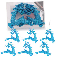 Christmas Concepts- 100mm (4") Pack Of 6 Glittery Reindeer Baubles - Christmas Tree Decorations (Turquoise)
