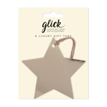 Glick Christmas Gift Tags with String | Gold Foil Star Label | Pack of 6