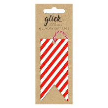 Glick Christmas Gift Tags with String | Candy Cane Tag for Gift | Pack of 6