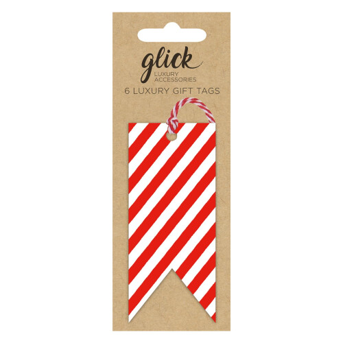 Glick Christmas Gift Tags with String | Candy Cane Tag for Gift | Pack of 6