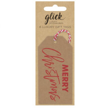 Glick Christmas Gift Tags with String | Kraft Brown Tag | Pack of 6