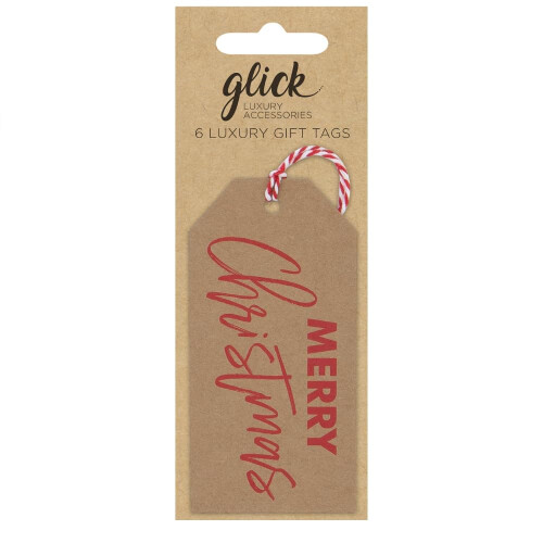 Glick Christmas Gift Tags with String | Kraft Brown Tag | Pack of 6