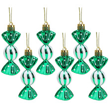 Christmas Concepts Pack of 6-80mm (3.2") Mini Sweet Shaped Baubles - Shiny & Glitter Decorated - Christmas Tree Decorations (Emerald Green)