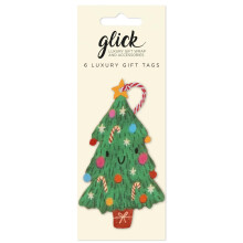 Glick Christmas Gift Tags with String | Xmas Tree Tag for Gifts | Pack of 6