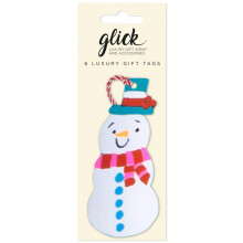 Glick Christmas Gift Tags with String | Snowmen Tags for Gifts | Pack of 6