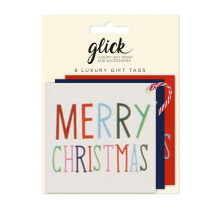 Glick Christmas Gift Tags with String | Xmas Greeting for Gifts | Pack of 6