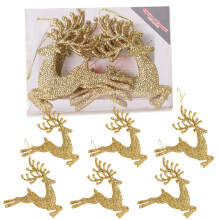 Christmas Concepts- 100mm (4") Pack Of 6 Glittery Reindeer Baubles - Christmas Tree Decorations (Gold)