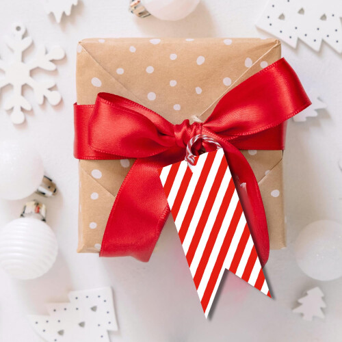 Glick Christmas Gift Tags with String | Candy Cane Tag for Gift | Pack of 6 1
