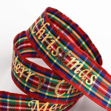 Italian Options Merry Christmas Tartan Check Ribbon, Scottish Christmas Ribbon for Crafts, Gift Wrapping, Wreaths, Tree Decorations, Hair Bows