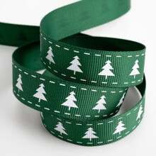 Italian Options Green Grosgrain Christmas Tree Ribbon, Christmas Ribbon for Crafts, Gift Wrapping, Wreaths, Decorations, Hair Bows, Green