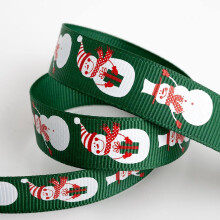 Italian Options Snowmen Grosgrain Ribbon, Christmas Ribbon for Crafts, Gift Wrapping, Wreaths, Tree Decorations, Hair Bows, Green