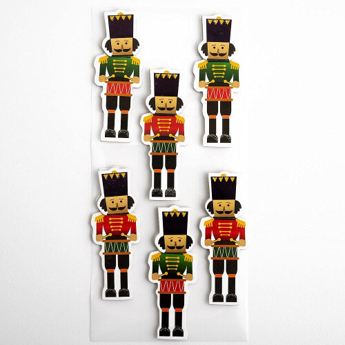 6cm Nutcracker Soldiers Christmas Craft Decorations - Self Adhesive (6 pcs) 1