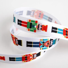 Italian Options Toy Soldiers Satin Ribbon for Gift Wrapping, Christmas Ribbon for Crafts, Wreaths, Tree Decorations, Cards, Fabric Ribbons, White