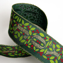Italian Options Glitter Joy Wired Linen Christmas Ribbon, Wide, Hessian Ribbon for Crafts, Gift Wrapping Accessories, Wreaths, Tree Decorations
