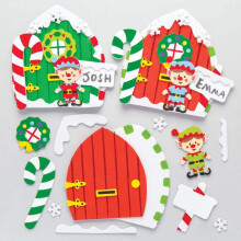 Baker Ross AR738 Elf Door Kits (Pack of 4) for Kids Christmas Crafts and Decorations, Assorted