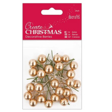 Create Christmas Decorative Berries 24 Pack, Gold, Craft, Embellishment, Handmade Cards, Crafting Accessories, Mini Decorations