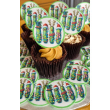 Pre-Cut Christmas Gherkin Edible Rice Wafer Paper Cupcake Toppers Cake Decorations Wedding Party Xmas Pickle Cake Toppers Birthday Cupcake Decoration
