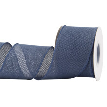 Burlap Wired Edge Ribbon 63mm x 9 Meters, Navy, Ideal for Crafting, Gift Wrapping, Wreath, Christmas Tree, and Rustic Wedding Decorations