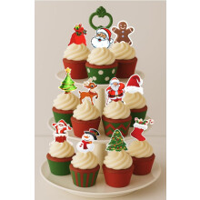 30 x PRE CUT CHRISTMAS STAND UP EDIBLE WAFER CARD RICE PAPER CUPCAKE TOPPERS DECORATIONS