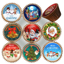26 x PRE CUT CHRISTMAS FESTIVE EDIBLE WAFER CARD RICE PAPER 4.5 cms CUPCAKE TOPPERS DECORATIONS