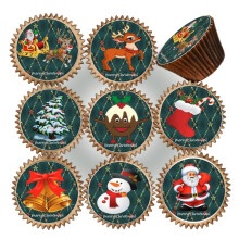 26 x PRE CUT CHRISTMAS FESTIVE EDIBLE WAFER CARD RICE PAPER 4.5 cms CUPCAKE TOPPERS DECORATIONS
