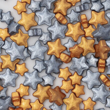 PME Cake Christmas Sprinkle Charms |Gold & Silver Stars (25g / 0.9oz) | Festive Edible Decorations for Cakes, Cupcakes & Winter Holiday Bakes