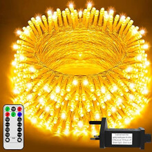 Festive Fix Christmas Tree Lights - 200 LED, 20m Waterproof String Decorations with Remote & 8 Modes