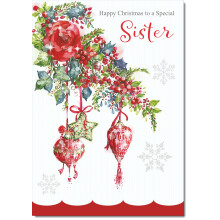 doodlecards Sister Christmas Card Decorations Medium Size Christmas Card for Sister with Plain Envelope