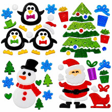 Christmas Gel Window Stickers - 4 Sheets 19 x 19cm Reusable Christmas Window Decorations