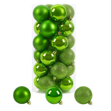 24 Pack Lime Green Christmas Tree Baubles - 6cm Shatterproof Ornaments in 3 Finishes (Matt