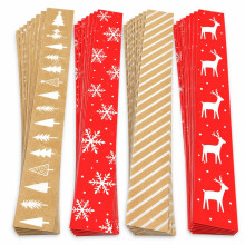 80 Christmas Paper Chains - Peel & Seal - Festive Craft Garland Kit for Kids & Adults - Red & Kraft Designs - No Glue Needed