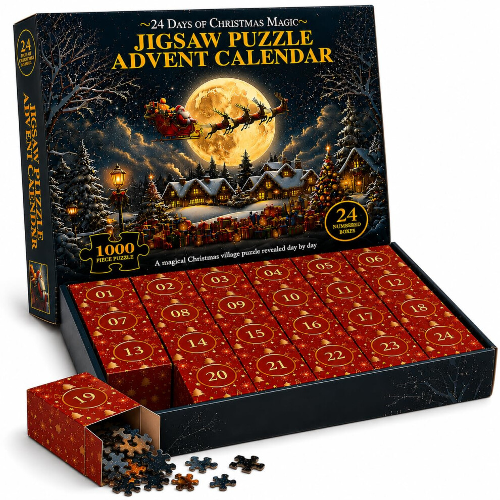 Jigsaw Puzzle Advent Calendar 1000 Piece 2026 Traditional Multi-Colour - Image 3