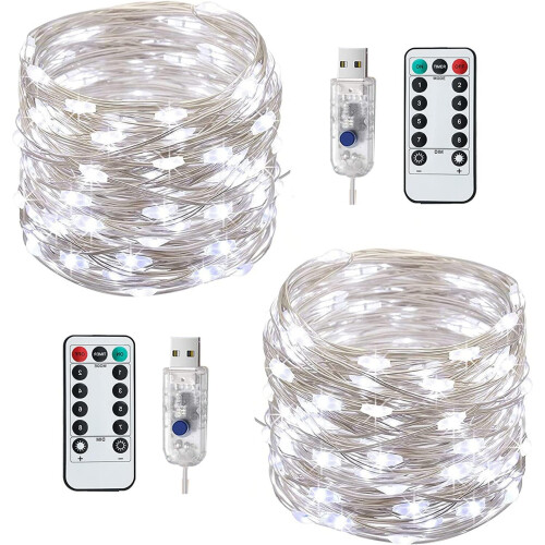Lezonic 120LED USB String Lights,2 Pack 12M Fairy Lights Plug in Powered