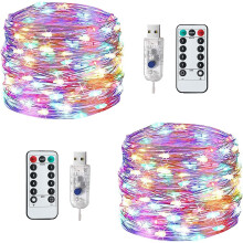 Lezonic 2 Pack Fairy Lights Plug in Powered,12M/120LED USB String Lights