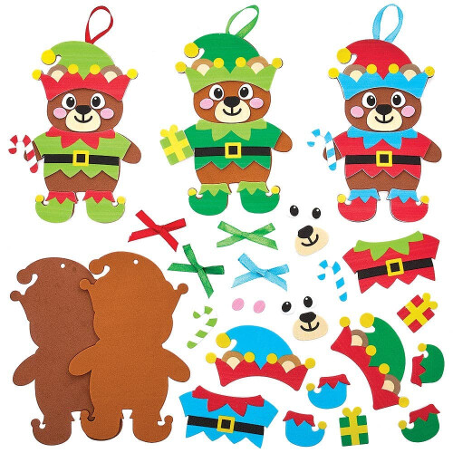Baker Ross FX288 Christmas Elf Bear Mix and Match Decorations Kits