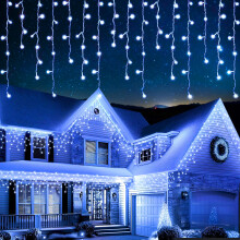EcoNour Icicle Lights Outdoor Christmas Lights 240 LED 7.5M Cool White Decorations String Fairy Lights with Timer for Xmas Garden & Party